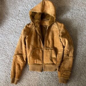 UGG Chestnut Shearling Hooded Jacket - Broken Zipper